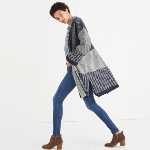 Madewell Open Front Patchwork Long Knit Cardigan - Picture 3 of 5